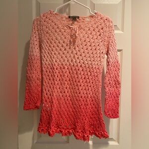 Tommy Bahama Pink Ombre Crochet Blouse
